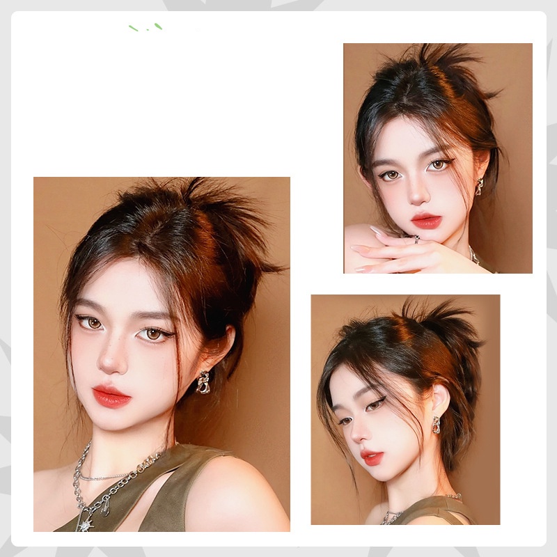 Gadis Wig Rambut Klip Berbulu Alami Rambut Cincin Fashion Jepit Rambut Wanita Aksesoris Rambut