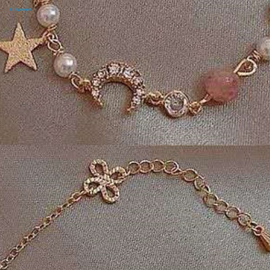 Lilyscent Gelang Rantai Alloy Untuk Pacaran Bintang Bulan Beads Chain Bracelet Shiny