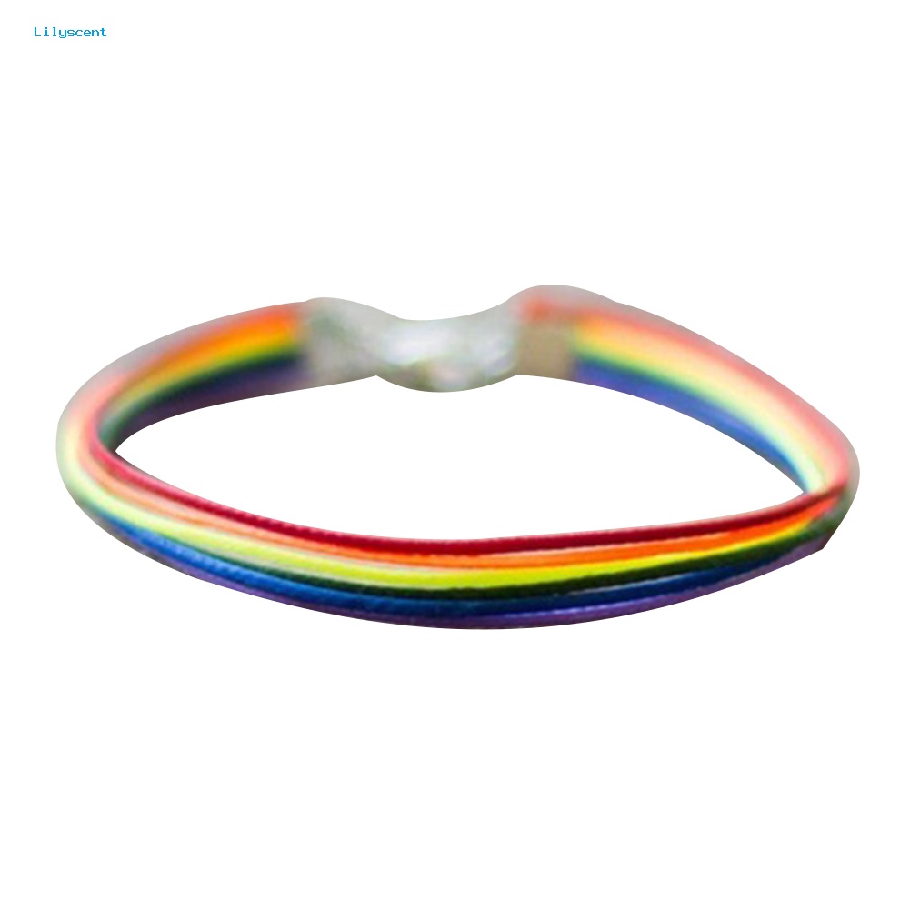 Lilyscent Handmade Pria Wanita Rainbow Cord Gelang Gay Pride Bangle Gelang Perhiasan