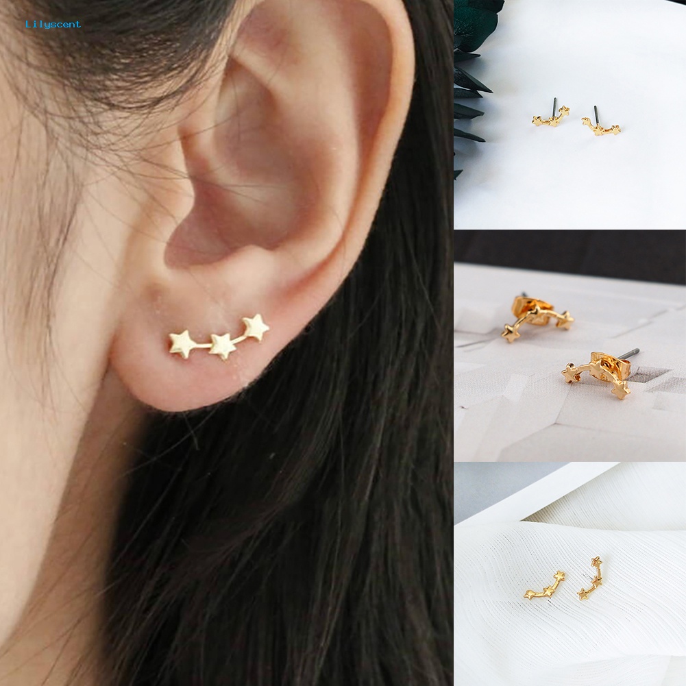 Lilyscent 1pasang Fashion Wanita Elegan Bintang Kecil Ear Stud Earrings Pesta Perhiasan Hadiah