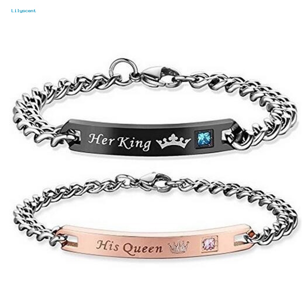 Lilyscent Romantic Her Beast King His Beauty Queen Pasangan Pecinta Gelang Titanium Steel