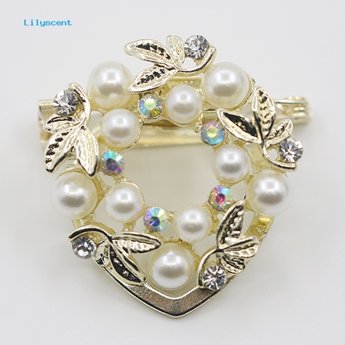 Lilyscent Elegan Mutiara Imitasi Berlian Imitasi Syal Cincin Syal Sutra Gesper Klip Fashion Perhiasan