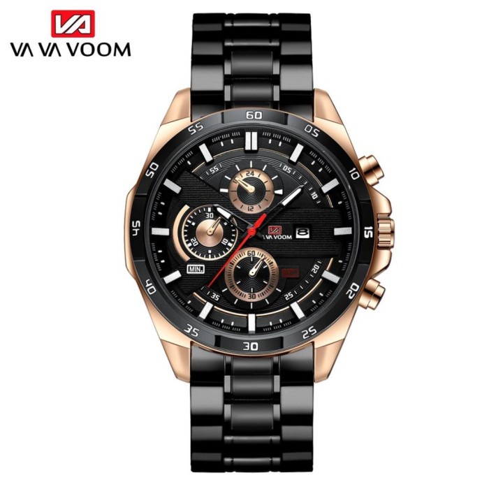 Jam Tangan Pria Va Va Voom 216 Stainless Vavavoom Premium Original - Hitam Emas