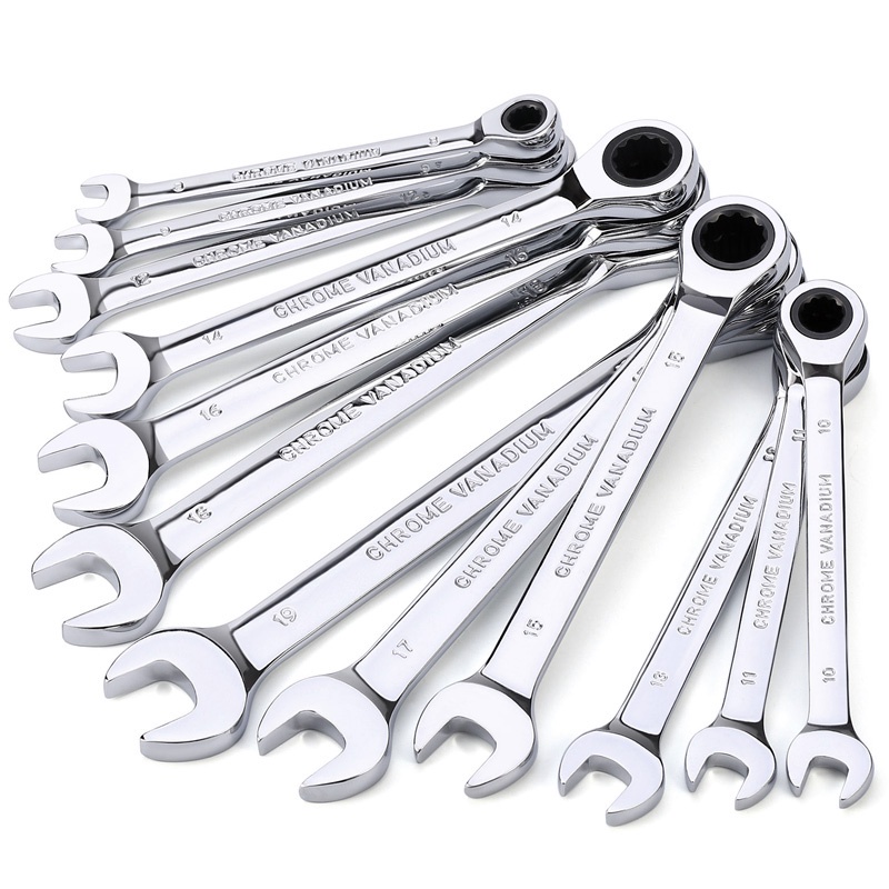 YGRETTE - Kunci Ring Pas Ratchet 2in1 Bolak Balik Double Open End Wrench 8-19MM