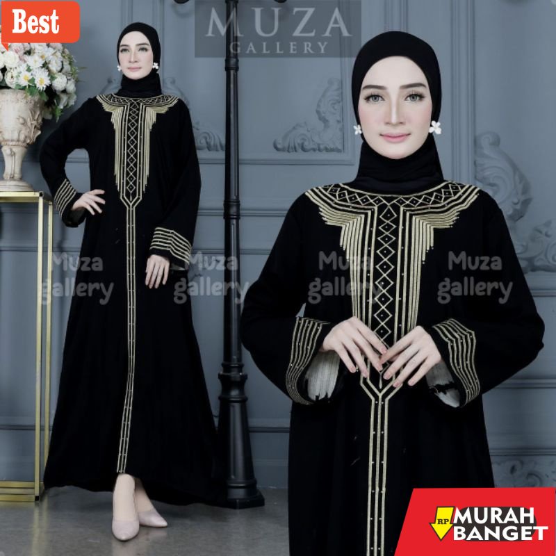 Gaya ala timur tengah di hari raya- MUZA ABAYA HITAM GAMIS ABAYA TURKEY MAROKO