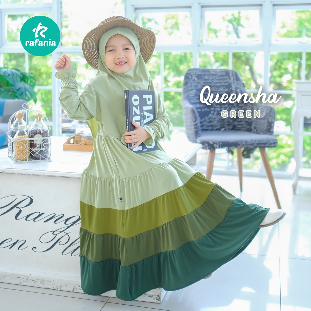 RAFANIA -  Gamis Anak Queensha - Rainbow Senada - Usia 1-11 tahun XS-XL