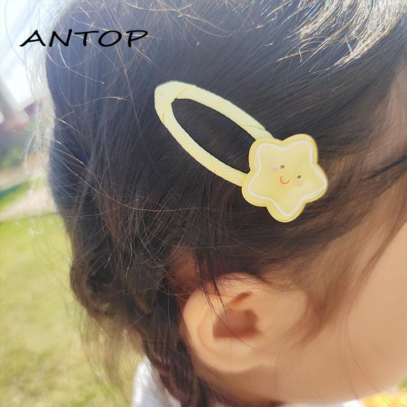 【antop】Creamy Star Oval Wrap Cloth Simple Lovely Jepitan Rambut Gadis Bang Hairpin