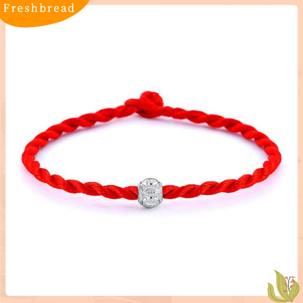 &lt; Freshbread &gt; Etnik Perak Berlapis Manik Dikepang Gelang Tali Merah Unisex Beruntung Dekorasi Pergelangan Tangan