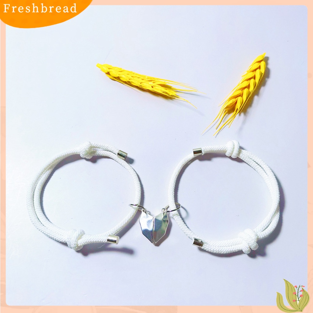 &lt; Freshbread &gt; 1pasang Gelang Couple Panjang Dapat Disesuaikan Liontin Hati Jarak-catching Attraction Bracelet Untuk Rumah