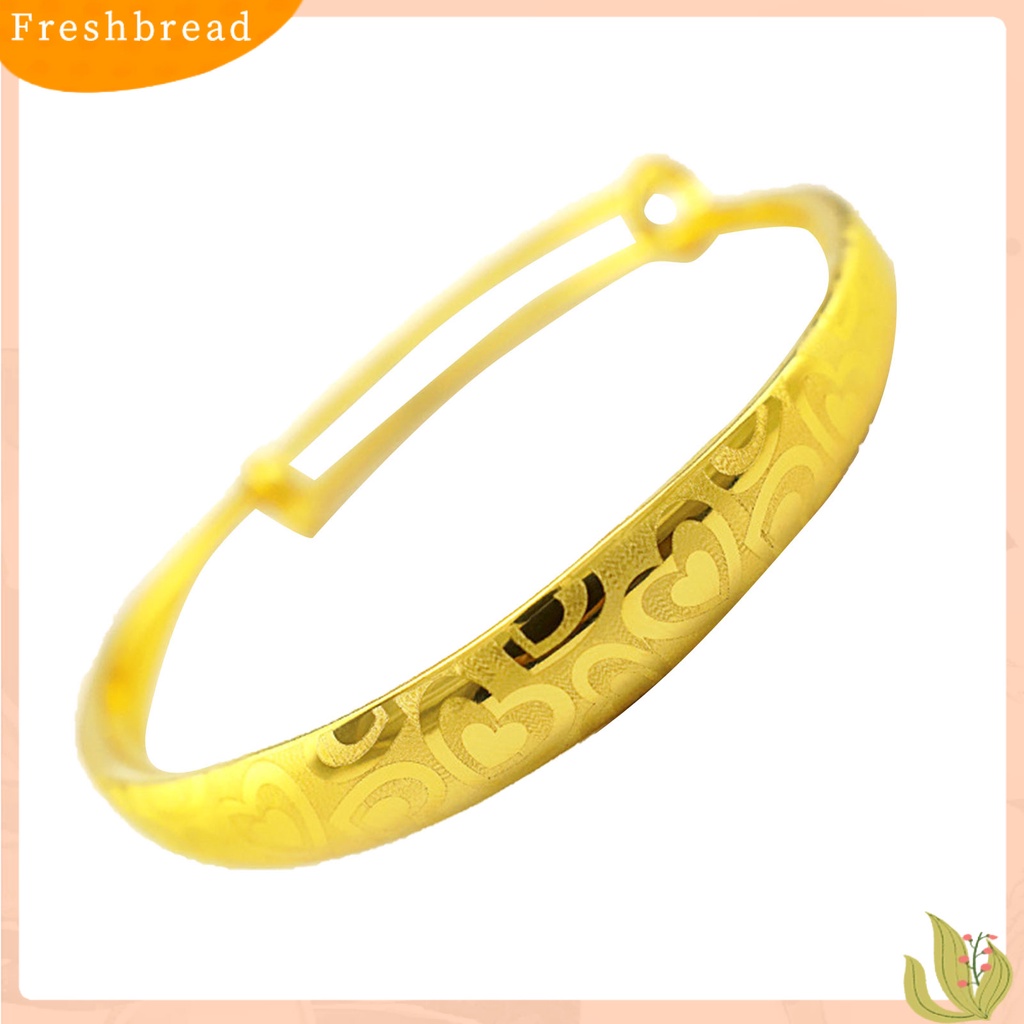 &lt; Freshbread &gt; Charm Gelang Indah Tidak Luntur Adjustable Bangle Warna Emas Untuk Pernikahan