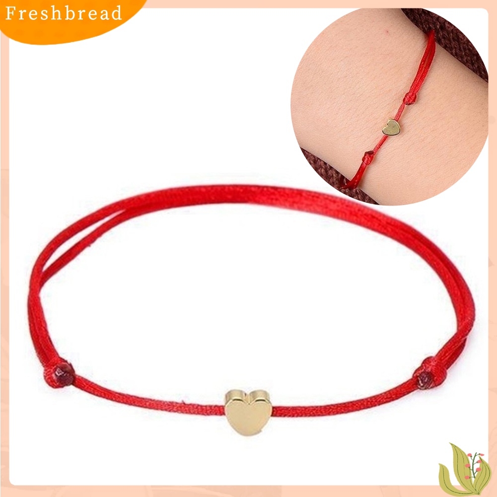 &lt; Freshbread &gt; Fashion Wanita Jantung Pesona Tali Beruntung Gelang Bangle Adjustable Perhiasan Hadiah