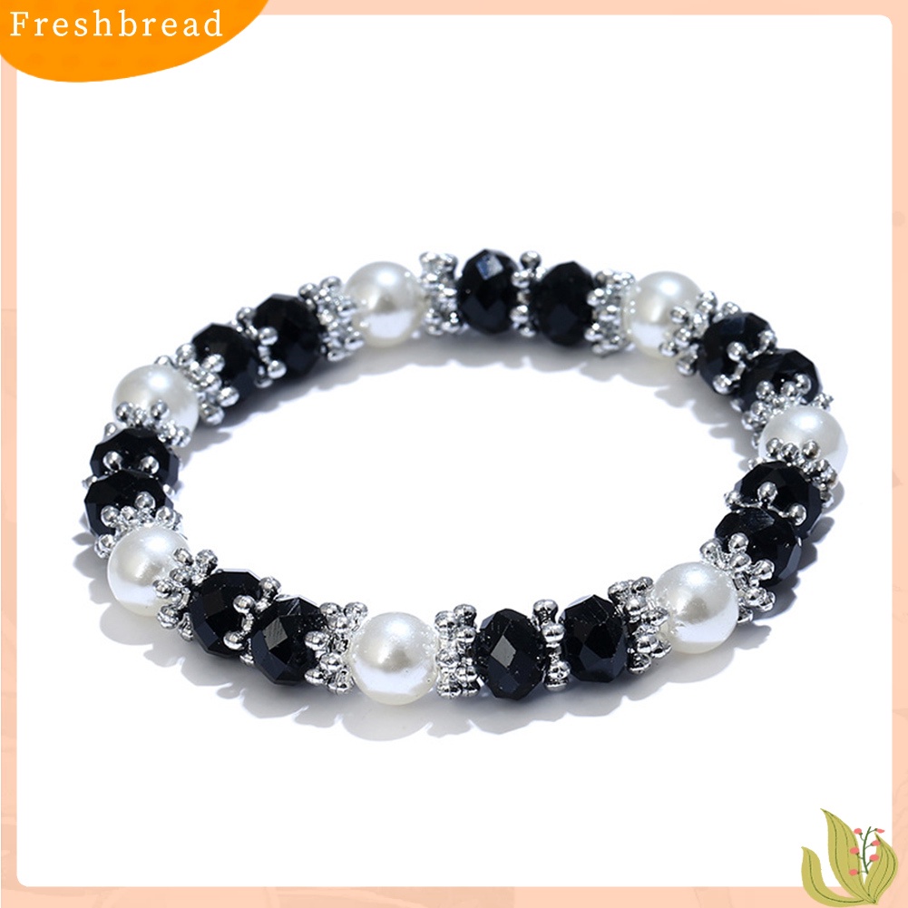 &lt; Freshbread &gt; Shiny Colorful Rhinestone Faux Pearl Gelang Bangle Wanita Perhiasan Hadiah Ulang Tahun