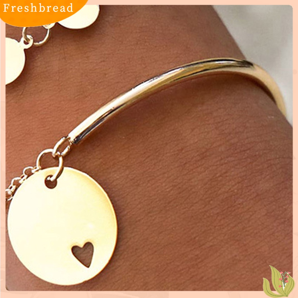 &lt; Freshbread &gt; 4Pcs/Set Stackable Alloy Bangle Indah Adjustable Potongan Bulat Wanita Gelang Untuk Kehidupan Sehari-Hari