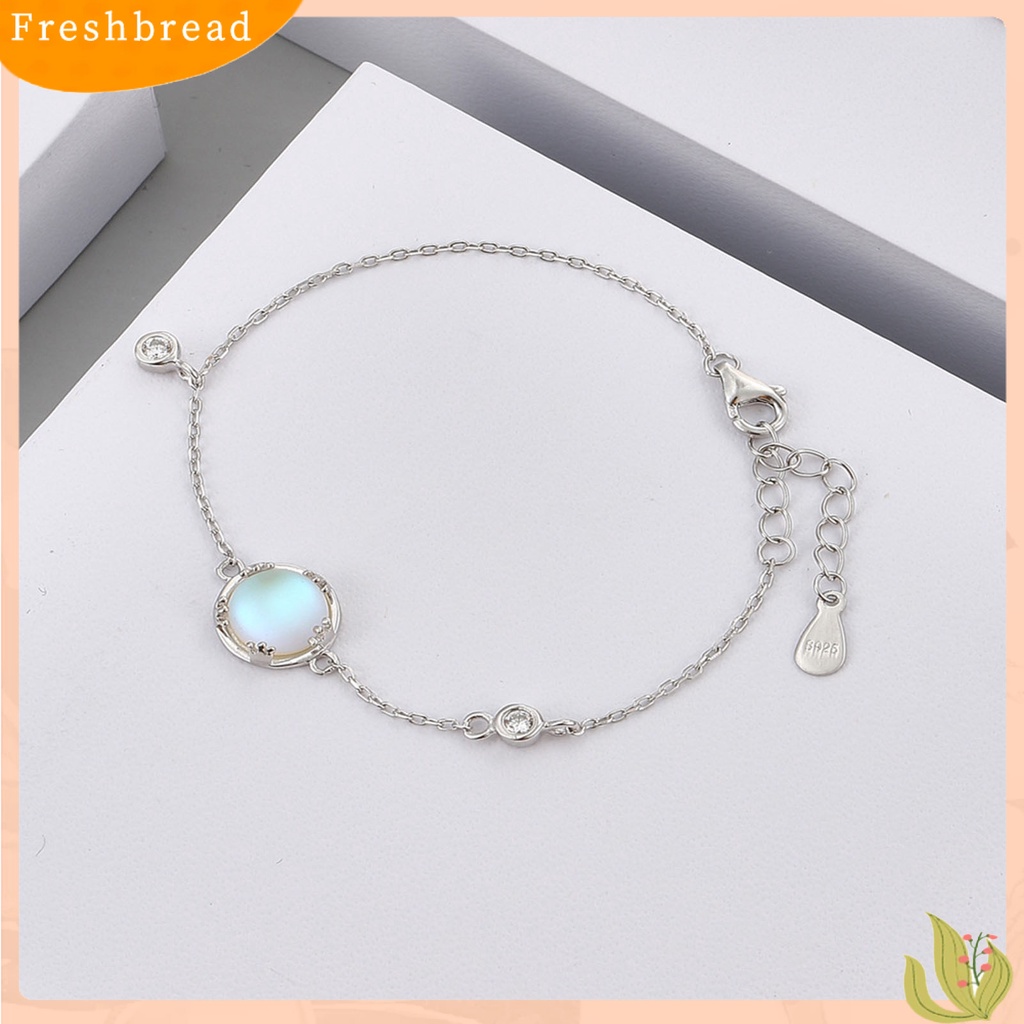 &lt; Freshbread &gt; SILVERHOO Wanita Gelang Lingkaran Biru Cubic Zirconia Adjustable Lobster Clasp All Match Bangle Fashion Jewelry