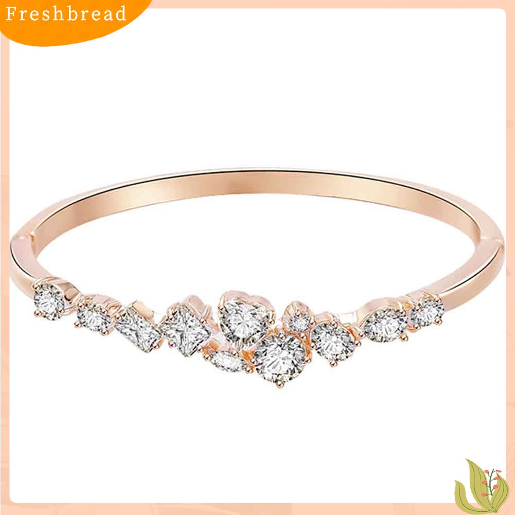 &lt; Freshbread &gt; Fashion Wanita Cubic Zirconia Hias Gelang Bangle Pesta Pernikahan Perhiasan Hadiah