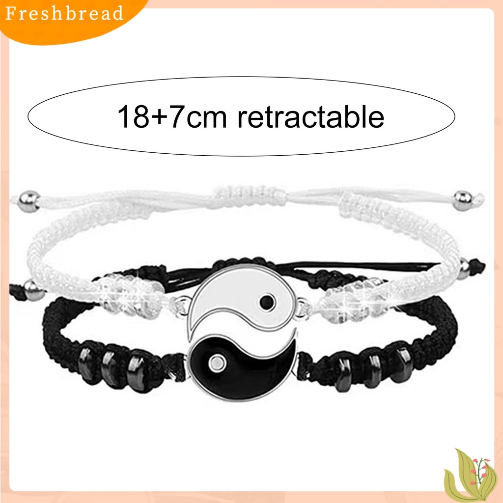 &lt; Freshbread &gt; 2Pcs Gelang Couple 2jodoh Yin Yang Tangan Rajutan Pria Wanita Berlian Imitasi Mengkilap Gelang Yang Dapat Disesuaikan Untuk Hari Kasih Sayang