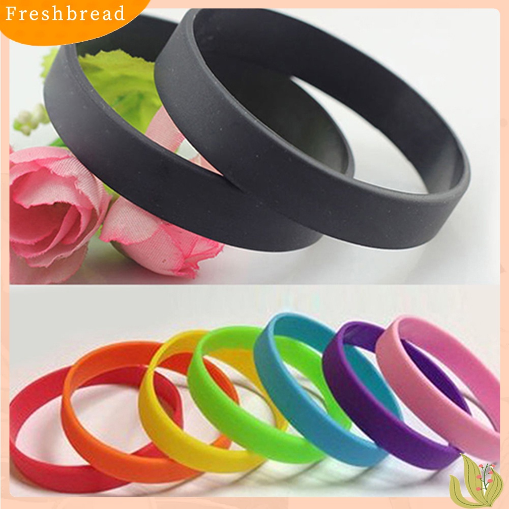 &lt; Freshbread &gt; 2Pcs Fashion Silicone Wristbands Wrist Band Gelang Desain Olahraga Warna Solid