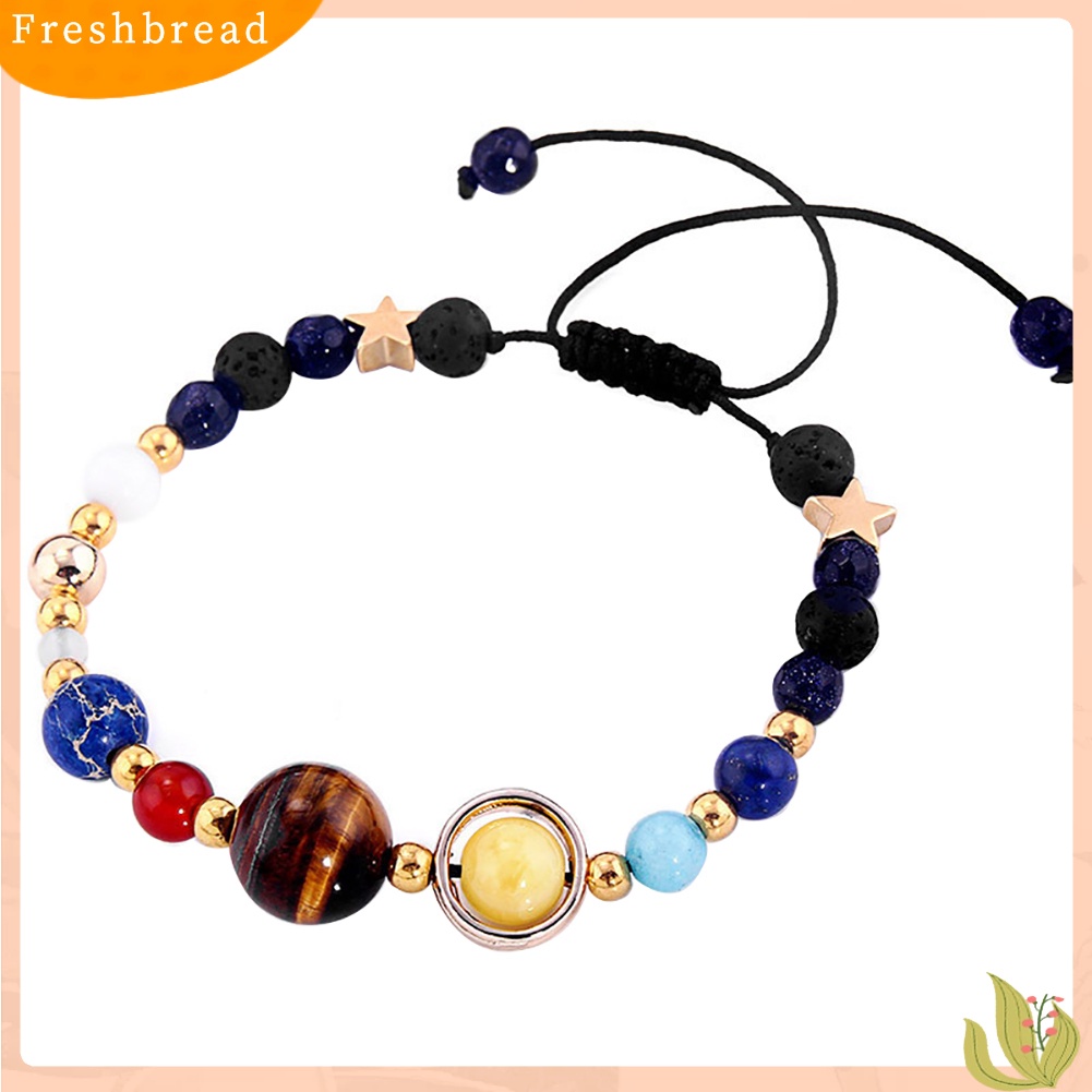 &lt; Freshbread &gt; 18.5cm Tata Surya Delapan Planet Manik-Manik Batu Alam Gelang Pesona Perhiasan