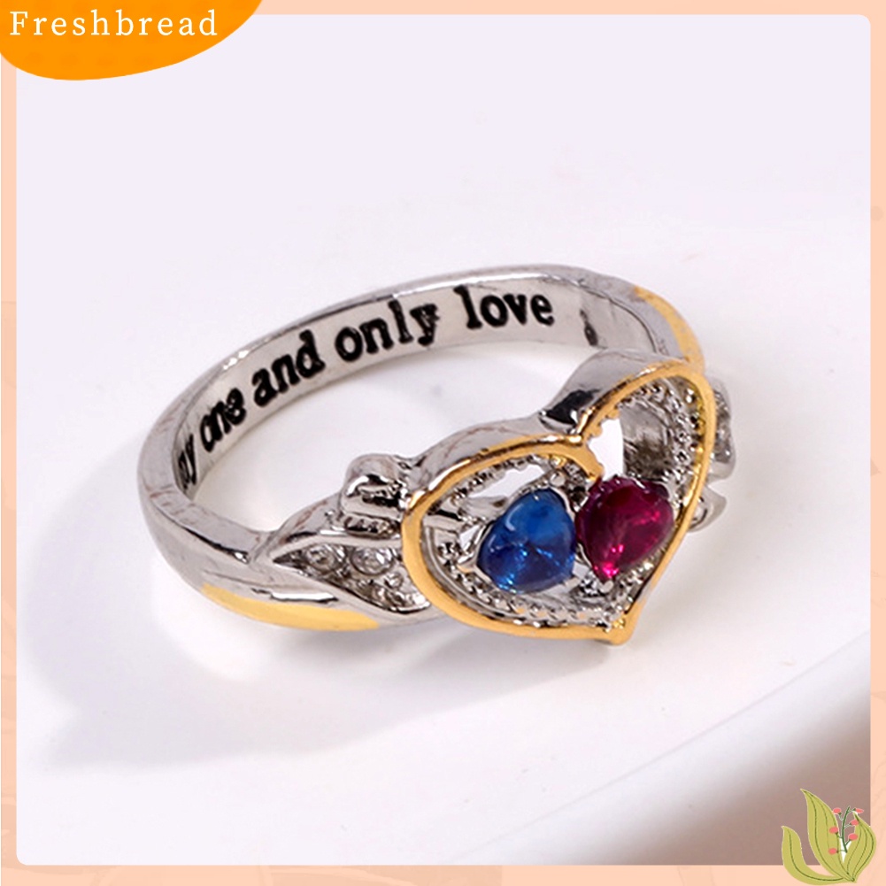 &lt; Freshbread &gt; Wanita Berlian Imitasi Cinta Hati Paduan Fashion Cincin Perhiasan Hadiah Untuk Hari Kasih Sayang