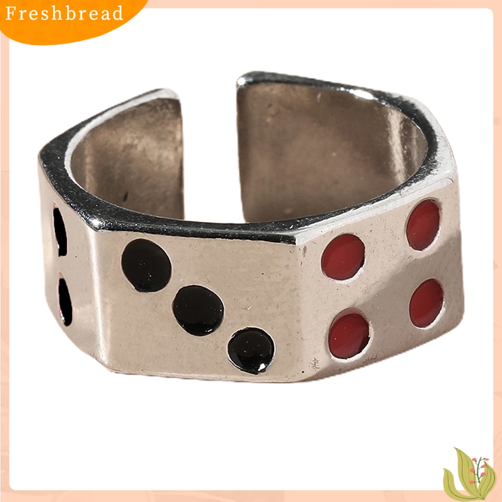 &lt; Freshbread &gt; Cincin Unisex Ukiran Dapat Disesuaikan Paduan Warna Perak Dadu Pembukaan Cincin Perhiasan Aksesori