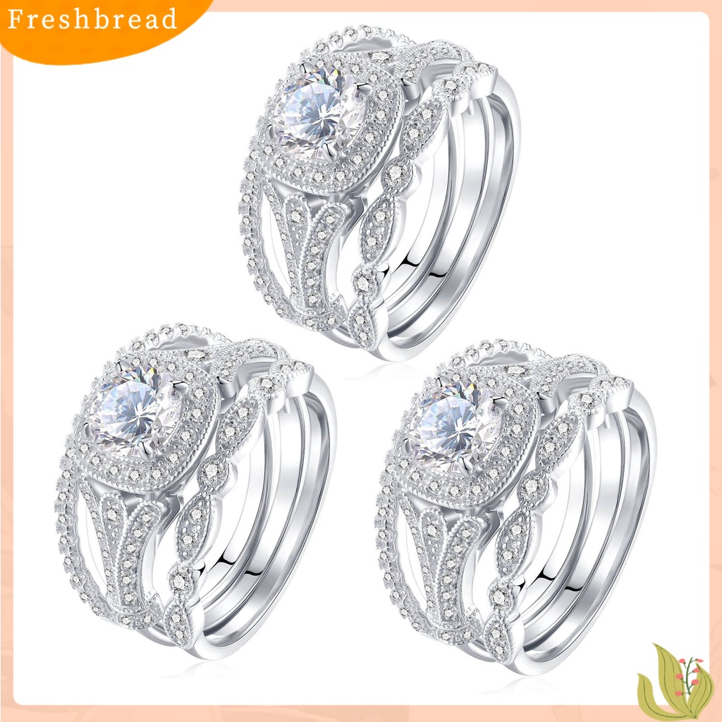 &lt; Freshbread &gt; 3Pcs Cincin Jari Cantik Mengkilap Indah Kreatif Populer Cincin Pernikahan Untuk Pertunangan