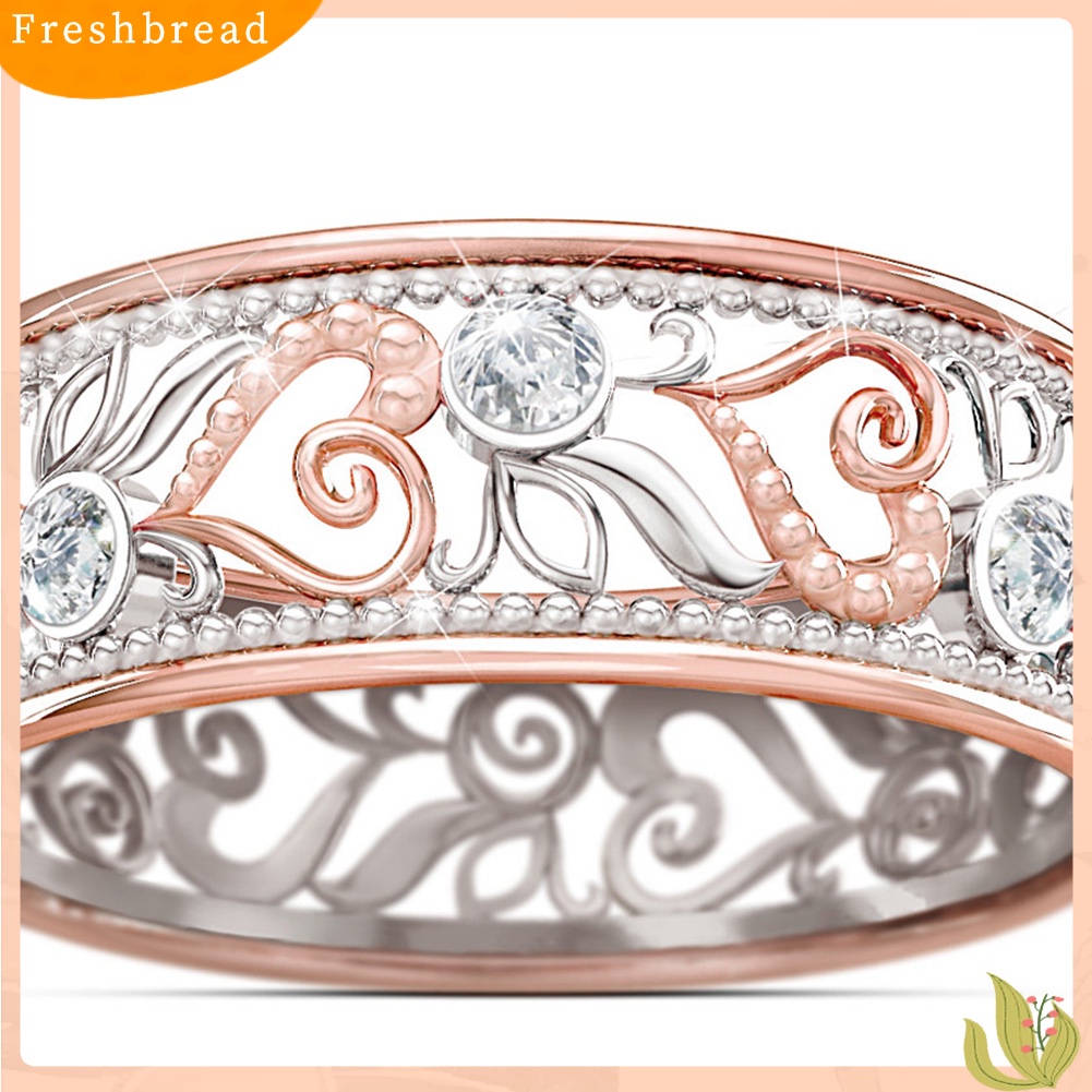 &lt; Freshbread &gt; Lady Berlian Imitasi Bertatahkan Berongga Bunga Jari Cincin Pernikahan Pertunangan Perhiasan Hadiah