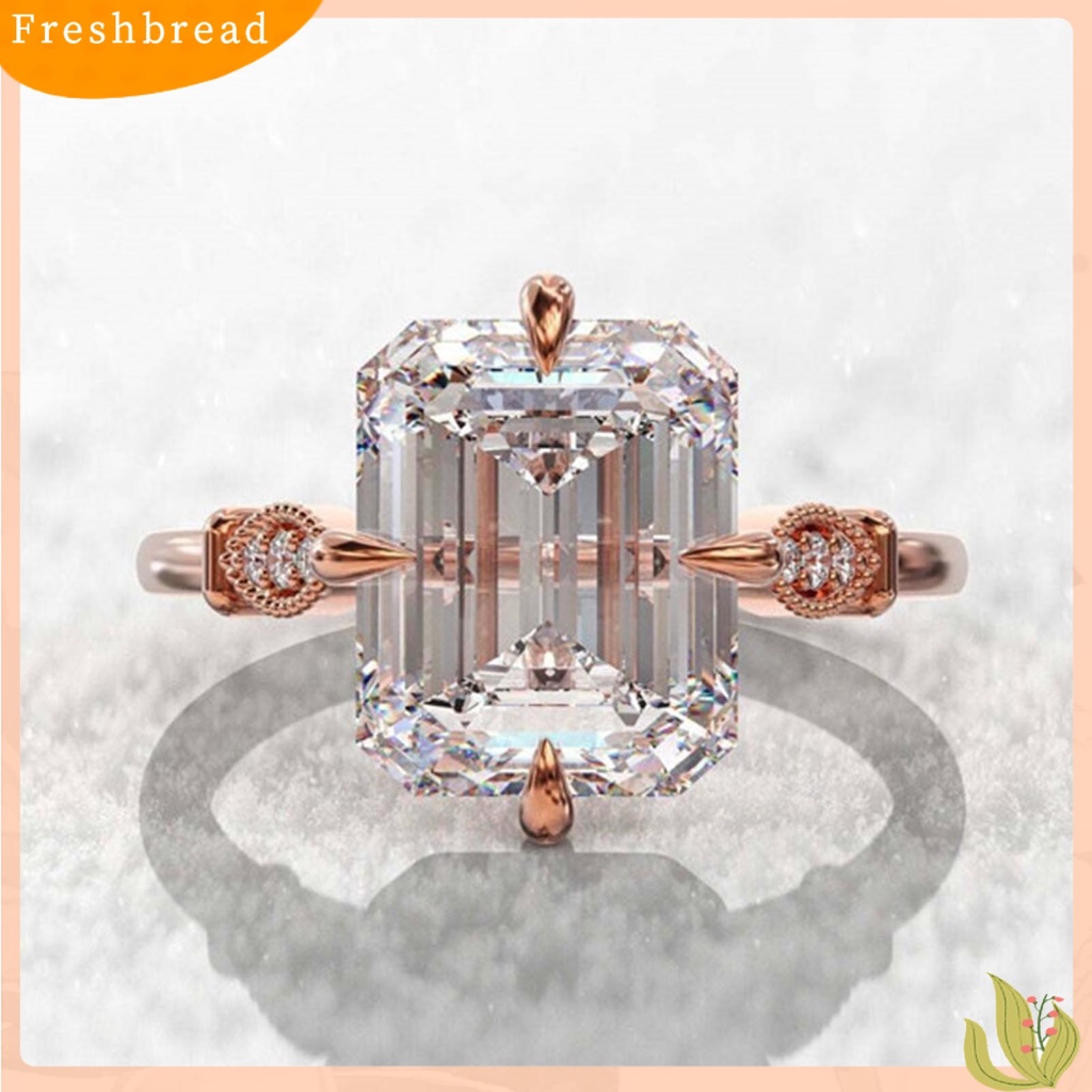 &lt; Freshbread &gt; Klasik Wanita Cincin Rose Gold Hias Kristal Imitasi Jari Cincin Perhiasan Aksesoris