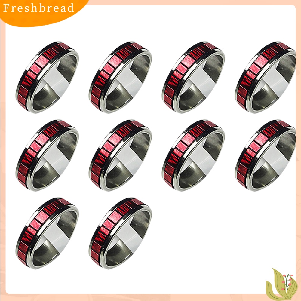 &lt; Freshbread &gt; 10pcs Perhiasan Pesta Pernikahan Fashion Pria Wanita Cincin Jari Stainless Steel