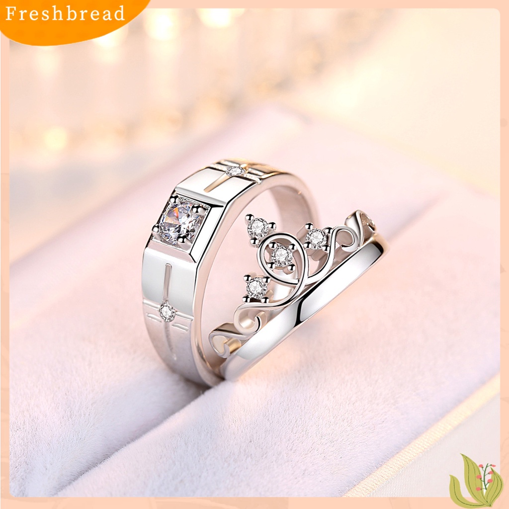 &lt; Freshbread &gt; Cincin Kawin Cinta Romantis Shiny Matching Bentuk Mahkota Pernikahan Circlet Fashion Jewelry