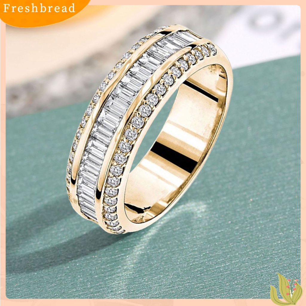 &lt; Freshbread &gt; Wanita Cincin Sederhana Simetris Berkilau Tiga Baris Berlian Imitasi Knuckle Ring Perhiasan Pengantin