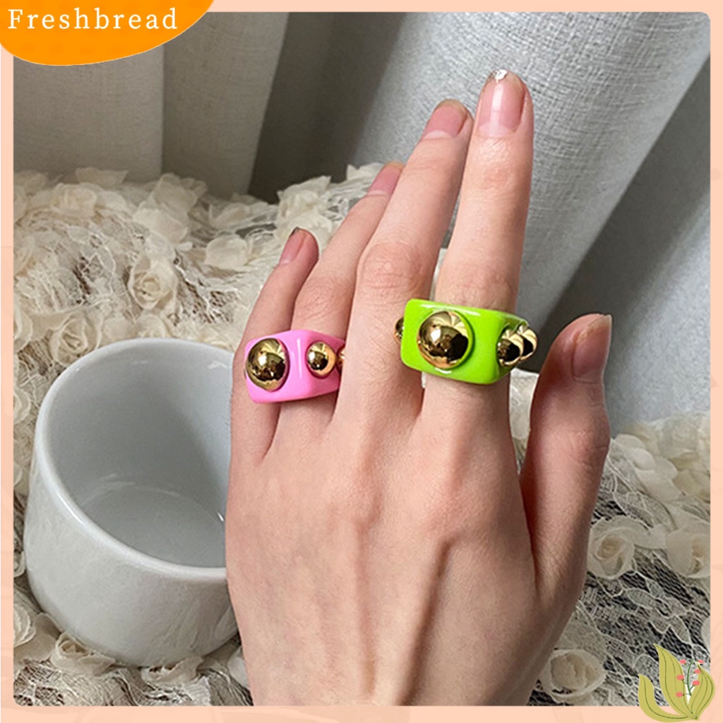 &lt; Freshbread &gt; Cincin Jari Geometris Trendy Wanita Semua Cocok Dengan Cincin Bola Logam Untuk Pesta