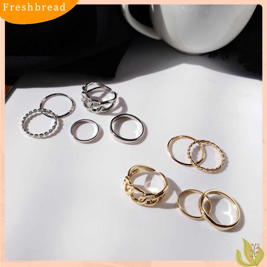 &lt; Freshbread &gt; 5pcs Cincin Jari Set Cincin Jari Anti Alergi Wearable Alloy Vintage Untuk Hadiah