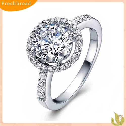 &lt; Freshbread &gt; Cincin Tunangan Kawin Sterling Silver Cubic Zirconia925 Ukuran 6-10