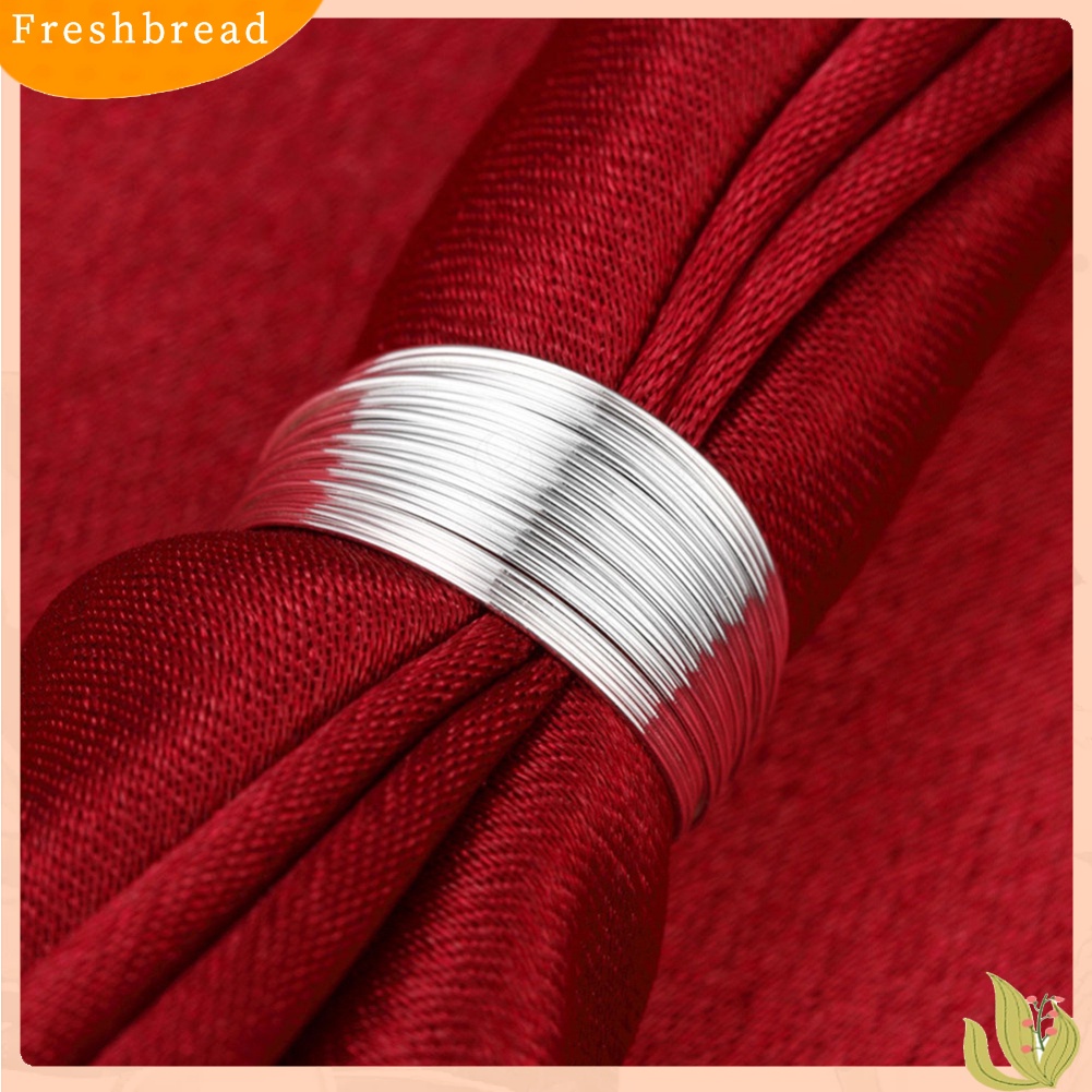 &lt; Freshbread &gt; Fashion Multilayer Rantai Cincin Wanita Perak Berlapis Lebar Band Adjustable Open Ring