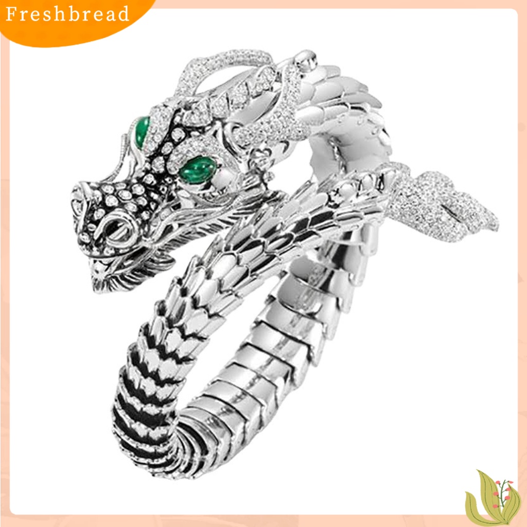 &lt; Freshbread &gt; Pria Cincin Pembukaan Berlebihan Tren Baru Kepribadian Hadiah Keren Perak-Warna Lilit Naga Loong Jari Cincin Perhiasan Fashion