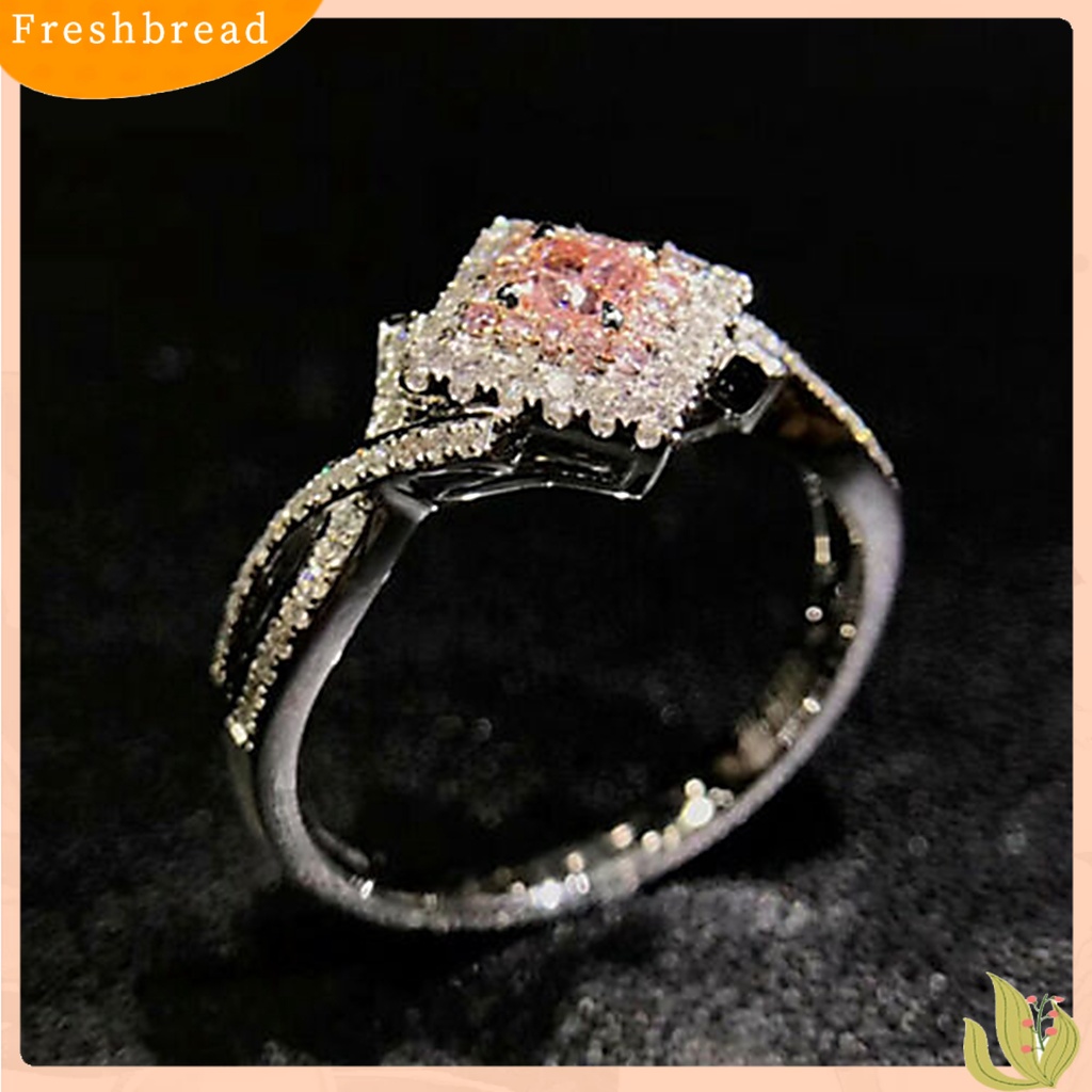 &lt; Freshbread &gt; Cincin Persegi Cubic Zirconia All-Matched Alloy Pengantin Wanita Pernikahan Berlian Imitasi Finger Band Untuk Wanita