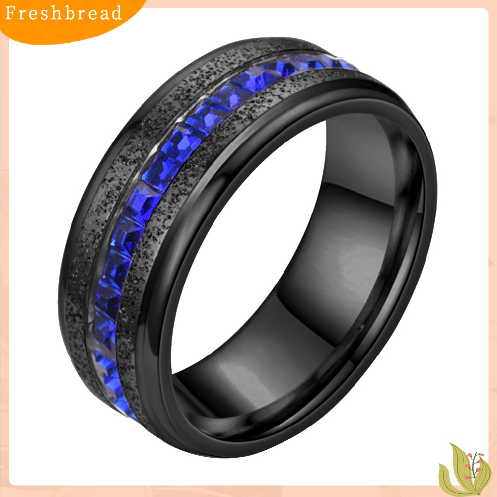 &lt; Freshbread &gt; Pernikahan Pertunangan Unisex Baris Tunggal Berlian Imitasi Bertatahkan Diamplas Jari Cincin Hadiah