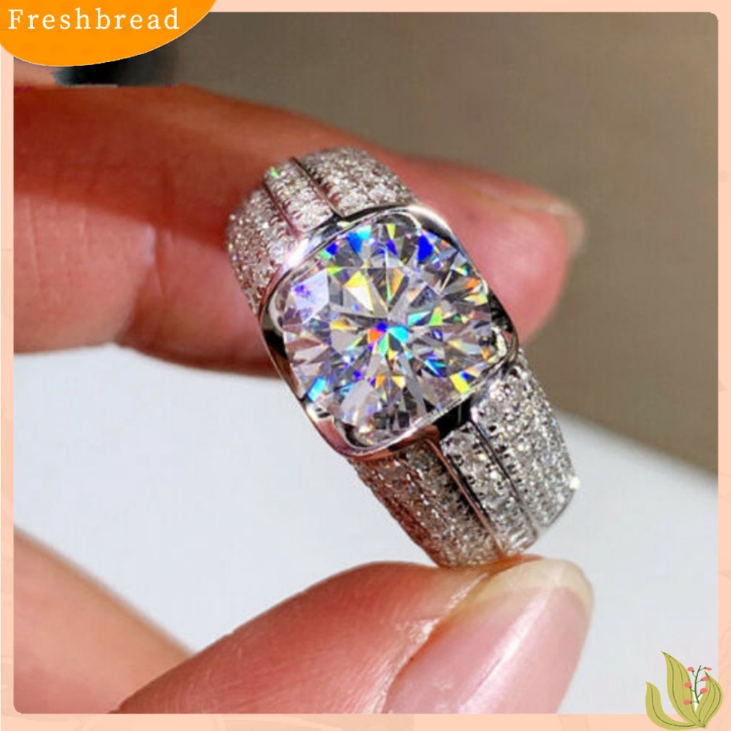 &lt; Freshbread &gt; Wanita Cincin Temperamen Sederhana Alloy Cubic Zirconia Tertanam Hadiah Ideal Cincin Jari Untuk Pesta