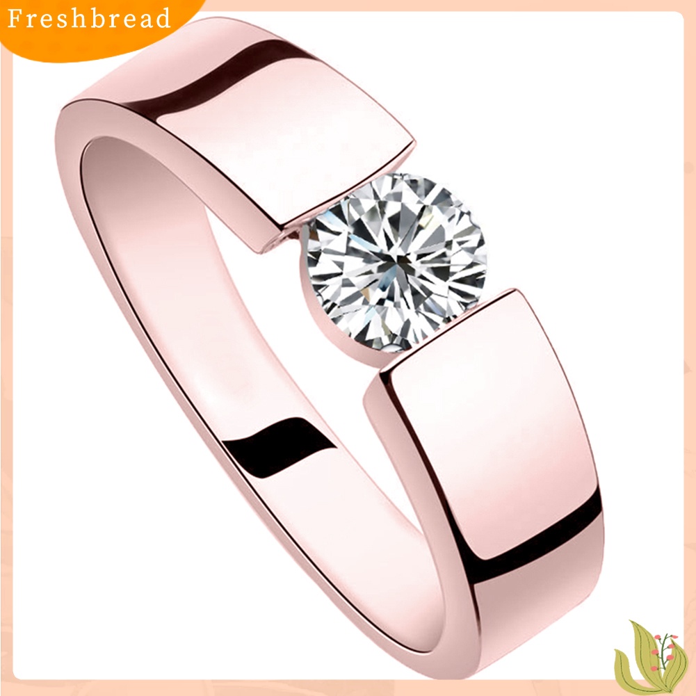 &lt; Freshbread &gt; Unisex Bulat Cubic Zirconia Bertatahkan Jari Cincin Pernikahan Pertunangan Perhiasan Hadiah