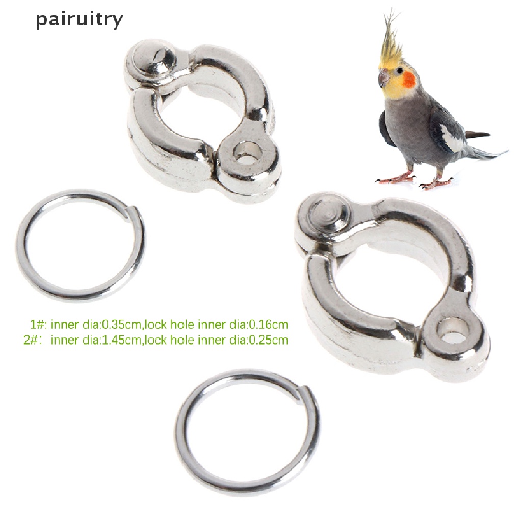 Prt 2Set Cincin Kaki Nuri Logam Hewan Peliharaan Burung Kaki Cincin Aktivitas Pelatihan Lalat Luar Ruangan Anti-Hilang Pembukaan Klip Kaki Buckleird 0.35/1.45cm PRT