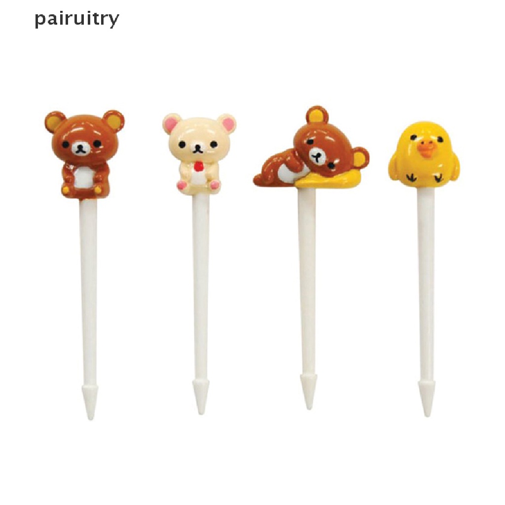 Prt 8pcs Animal Food Picks Bear shaped Mini Forks Anak Lucu Garpu Buah Bento Decor PRT