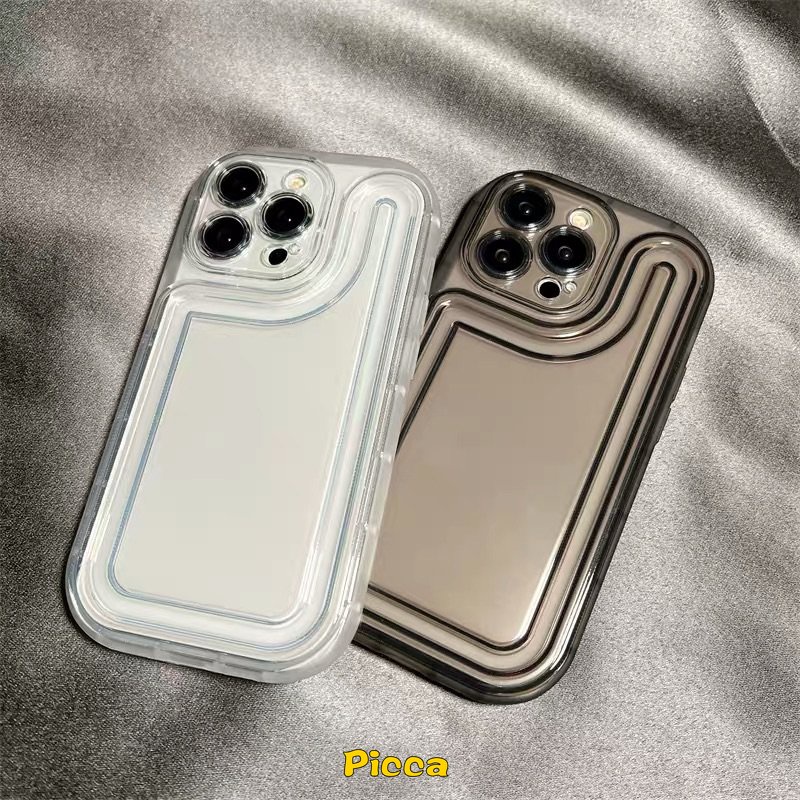 IPHONE Casing Ponsel Bening Warna Solid Sederhana Mewah Kompatibel Untuk Iphone11 12 14 13 Pro MAX 7plus XR X XS Max7 8 Plus SE 2020 Shockproof Bumper Penebalan Tahan Debu Lembut Tpu Cover