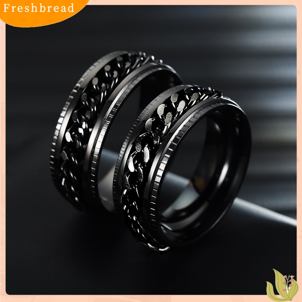 &lt; Freshbread &gt; Pria Cincin Sederhana Tinggi Dipoles Perhiasan Fashion Rantai Berputar Hias Jari Cincin Untuk Pesta