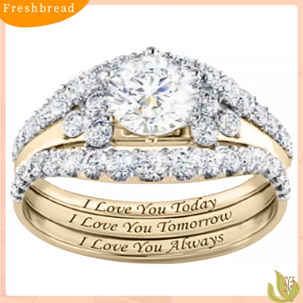 &lt; Freshbread &gt; 1set Cincin Wanita Electroplate Berkilau Alloy Halus Ladies Finger Ring Untuk Pesta