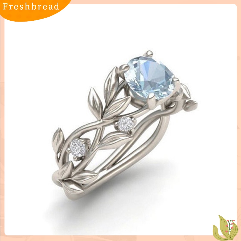 &lt; Freshbread &gt; Daun Pengantin Pernikahan Elegan Berongga Berlian Imitasi Mengkilap Lady Cincin Perhiasan