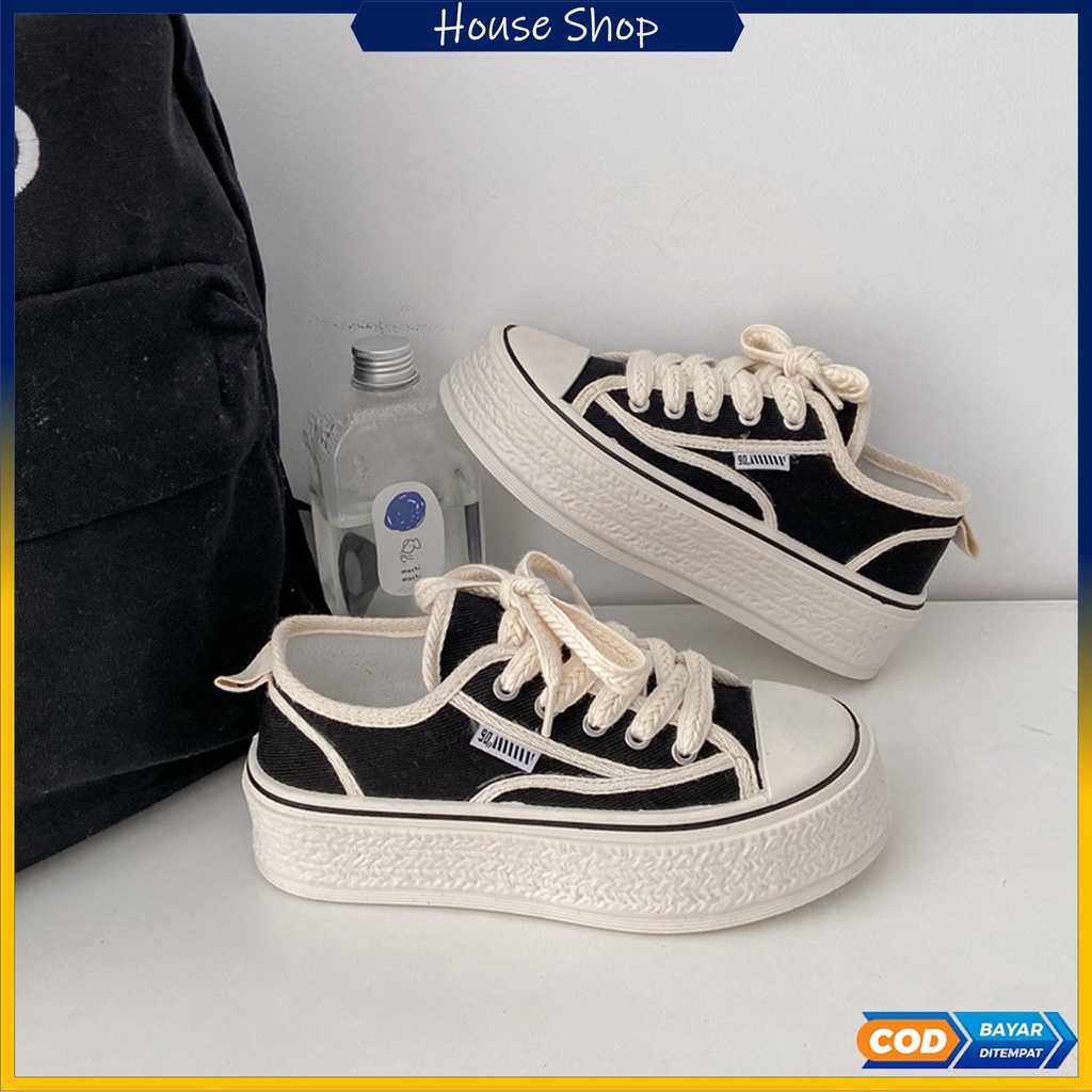GRATIS BOX HS-0284 Sepatu Kanvas Wanita Sneakers Casual Korean Style Han Soo Hee Shoes