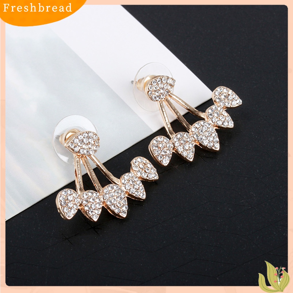 &lt; Freshbread &gt; 1pasang Tindik Menawan Wanita Anting Depan Belakang Gantung Jenis Tetesan Air Berlian Imitasi Telinga Studs Perhiasan Aksesori