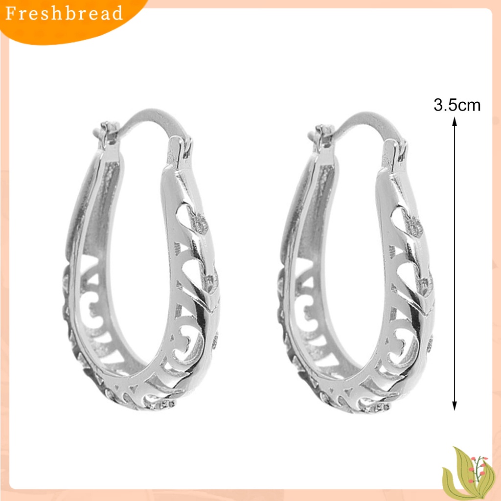 &lt; Freshbread &gt; 1pasang Anting Hoop Wanita Bulat Berongga Keluar Bunga Perhiasan Anting Geometris Berlebihan Untuk Pernikahan