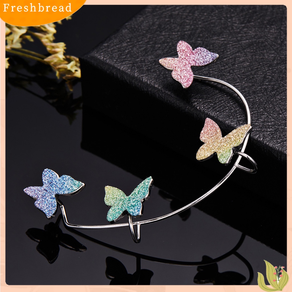 &lt; Freshbread &gt; 1pasang Anting Wanita Bentuk Kupu-Kupu Multi-Warna Aman Indah Women Clip Earrings Untuk Prom