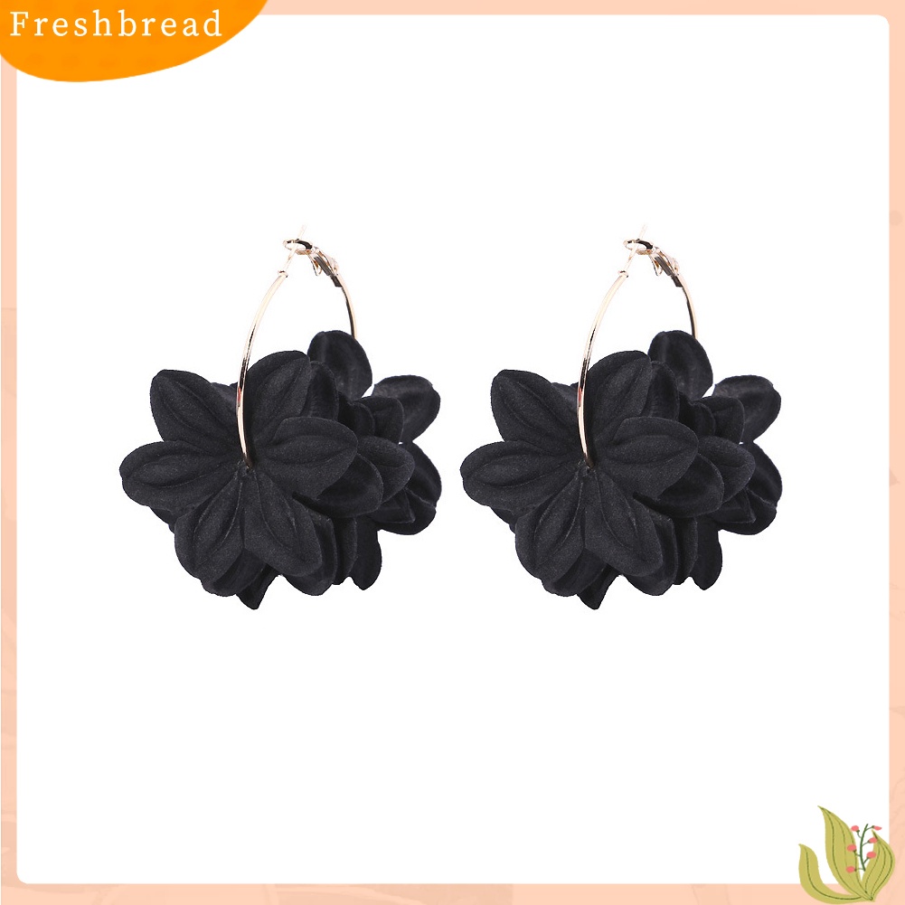 &lt; Freshbread &gt; Fashion Wanita Liontin Bunga Lingkaran Besar Drop Hoop Earrings Statement Jewelry